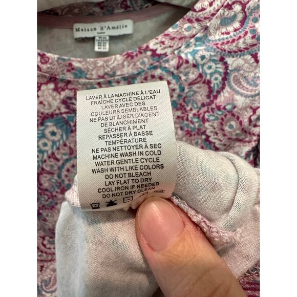 MAISON D’ AMELIE | Pink Paisley Ruched Sleeve Long Sleeve Top | XS - Picture 8 of 8